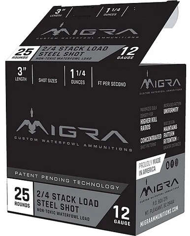 Ammunition Migra Ammunition Ready Series 25ACP 12 Guage 3 Inch Steel Shot -Staxd Load 4-6 SHOT 1.25 Ounces 25 rounds